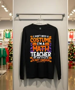 I Dont Need A Costume Im A Math Teacher Retro Halloween Back T Shirt