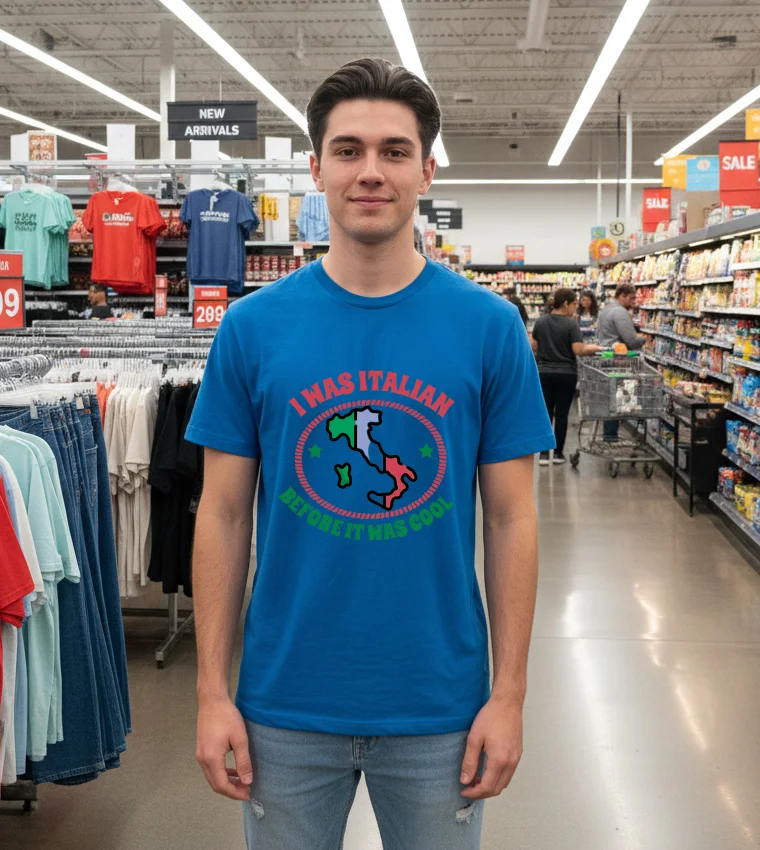 I Was Italian Before It Was Cool Map T - blue-t-shirt I Was Italian Before It Was Cool Map T Blue T Shirt