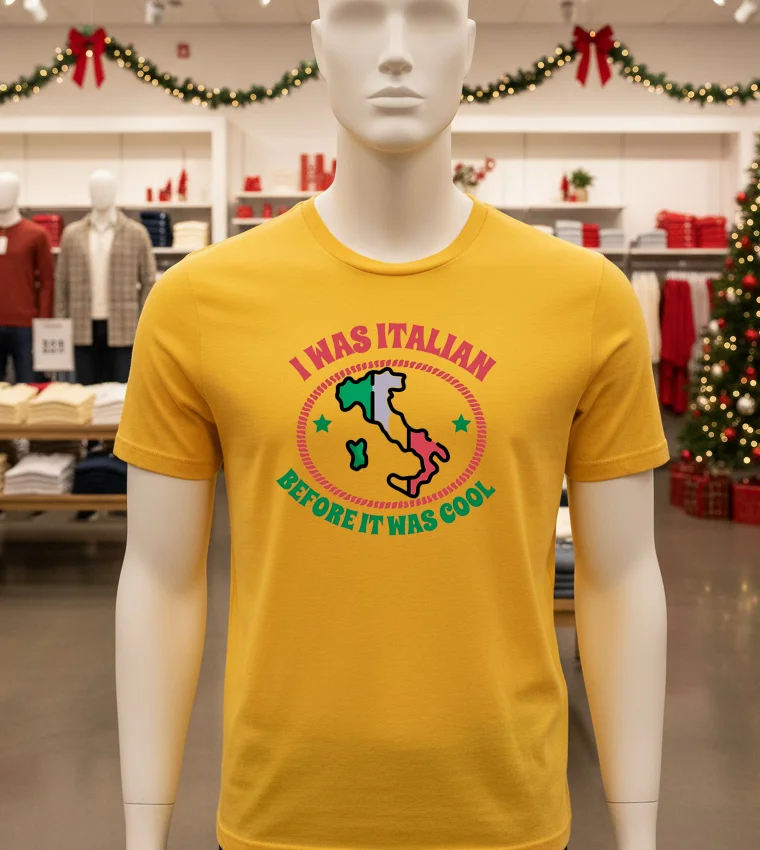 I Was Italian Before It Was Cool Map T - yellow-t-shirt I Was Italian Before It Was Cool Map T Yellow T Shirt