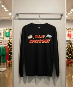 Islip Speedway F1 style text T funy colorful t-shirt