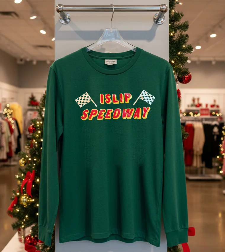 Islip Speedway F1 Style Text T - green-t-shirt Islip Speedway F1 Style Text T Green T Shirt
