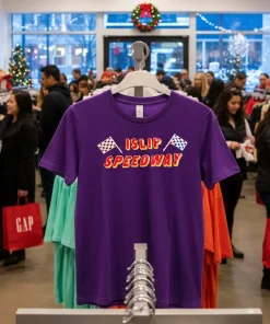 Islip Speedway F1 style text T funy colorful t-shirt