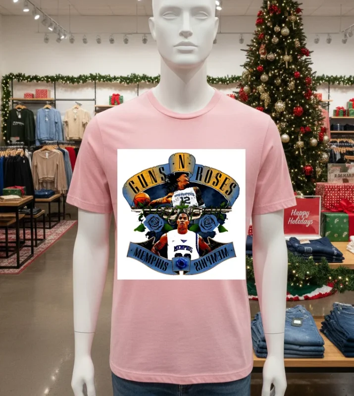 Ja Morant And Derrick Rose Memphis Graphic Retro   Pink T Shitr