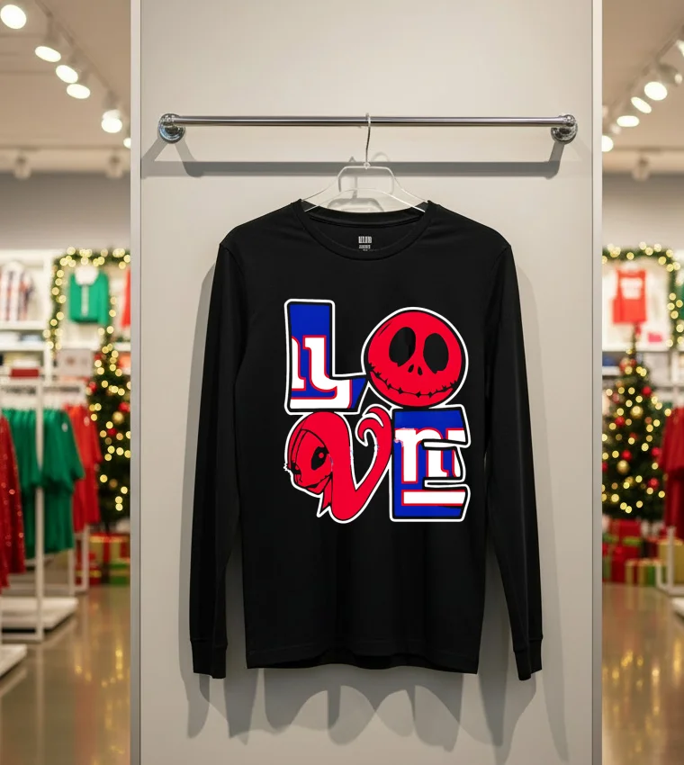 Jack Skellington And Sally Fan New York Giants - back-t-shirt Jack Skellington And Sally Fan New York Giants Back T Shirt