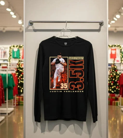 Justin Verlander San Francisco Giants 3.5K Career Strikeouts Player   Back T Shirt