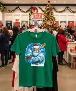 La Dodgers Santa Claus Merry Christmas Green T Shirt