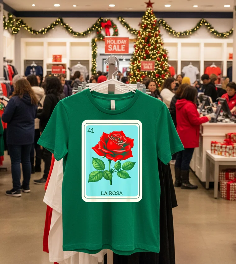 La Rosa Mexican Lottery Card Game - green-t-shirt La Rosa Mexican Lottery Card Game Green T Shirt