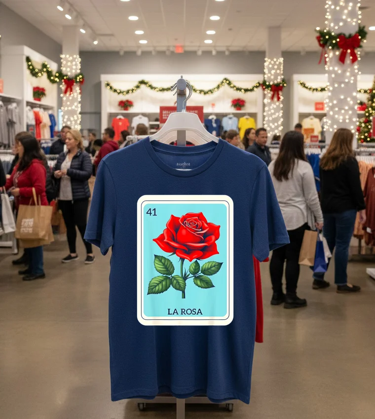 La Rosa Mexican Lottery Card Game - navy-t-shirt La Rosa Mexican Lottery Card Game Navy T Shirt