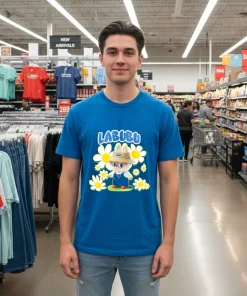 Labubu Lover Cute Labubu Flowers Funny Blue T Shirt