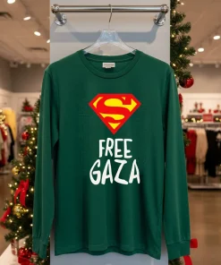 Mario Ferri Superman Free Gaza Logo T   Green T Shirt