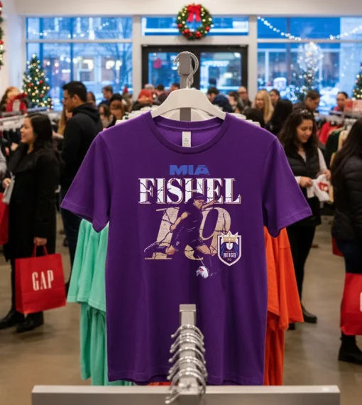Mia Fishel Seattle Reign Cracked Number 19 American Soccer Player   Purple T Shirt
