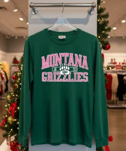 Montana Grizzlies Football Think Pink Game Logo T   Green T Shirt