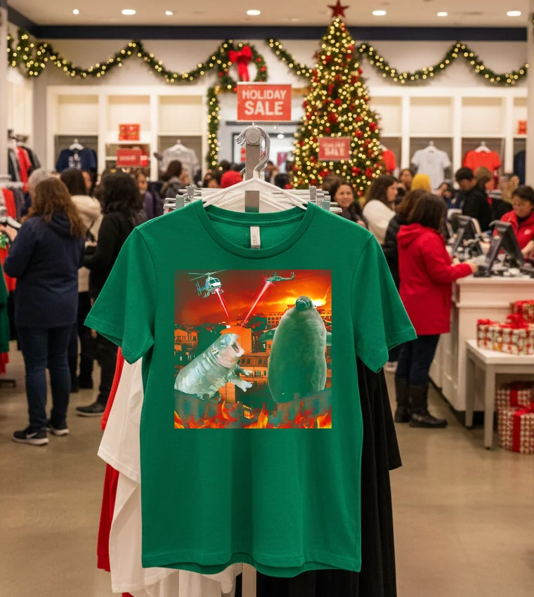 Moo Deng And Pesto Battle Destroy City Fire Scene - green-t-shirt Moo Deng And Pesto Battle Destroy City Fire Scene Green T Shirt