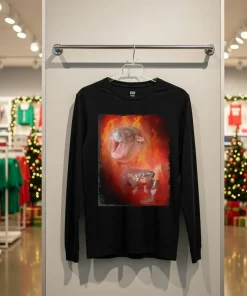 Moo Deng Bouncy Pig in Thai Fire Picture The Cute Baby Hippo funy colorful t-shirt