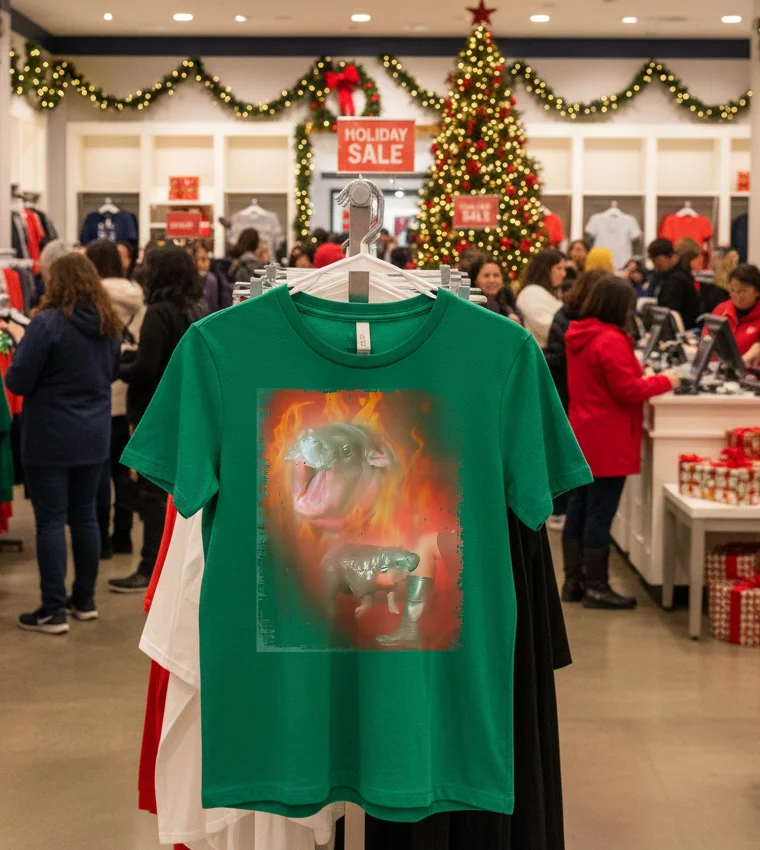 Moo Deng Bouncy Pig In Thai Fire Picture The Cute Baby Hippo - green-t-shirt Moo Deng Bouncy Pig In Thai Fire Picture The Cute Baby Hippo Green T Shirt