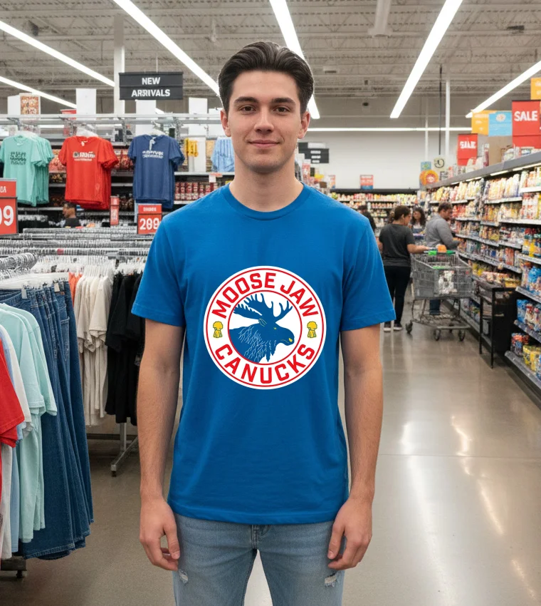 Moose Jaw Canucks Logo - blue-t-shirt Moose Jaw Canucks Logo Blue T Shirt