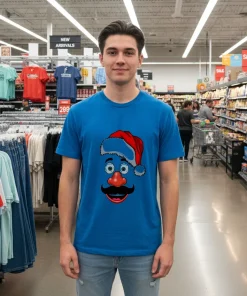 Mr Potato Head Style Christmas T   Blue T Shirt