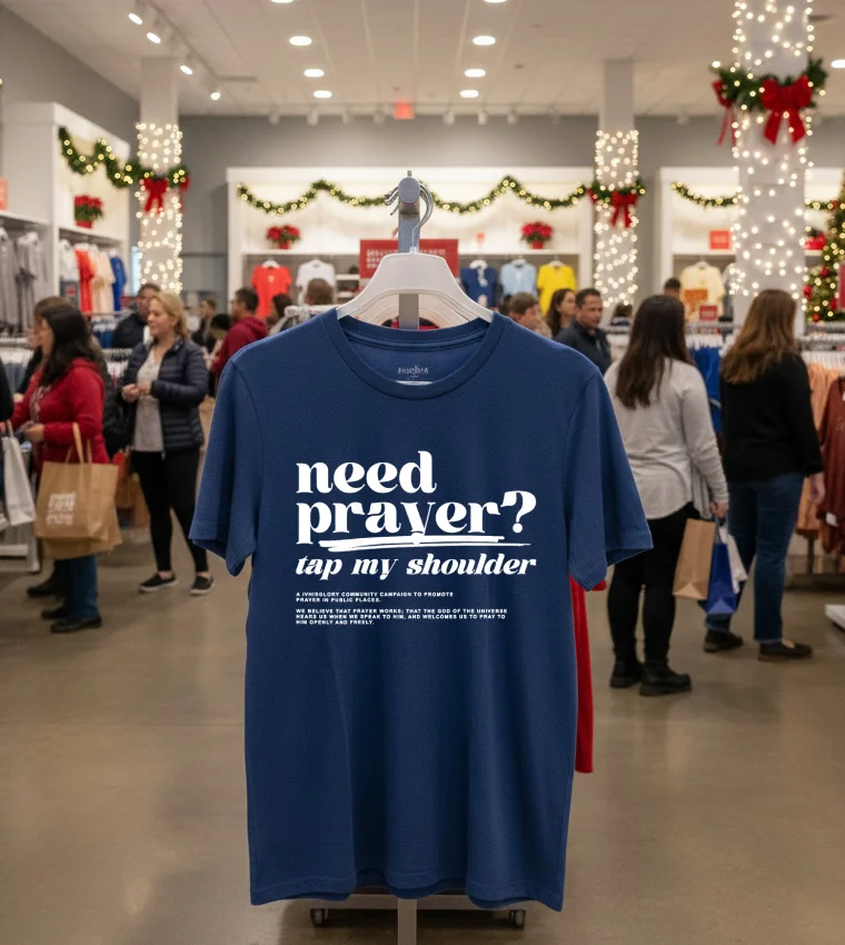 Need Prayer Tap My Shoulder - navy-t-shirt Need Prayer Tap My Shoulder Navy T Shirt