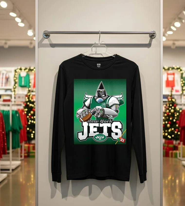 New York Jets Robot Anime - back-t-shirt New York Jets Robot Anime Back T Shirt