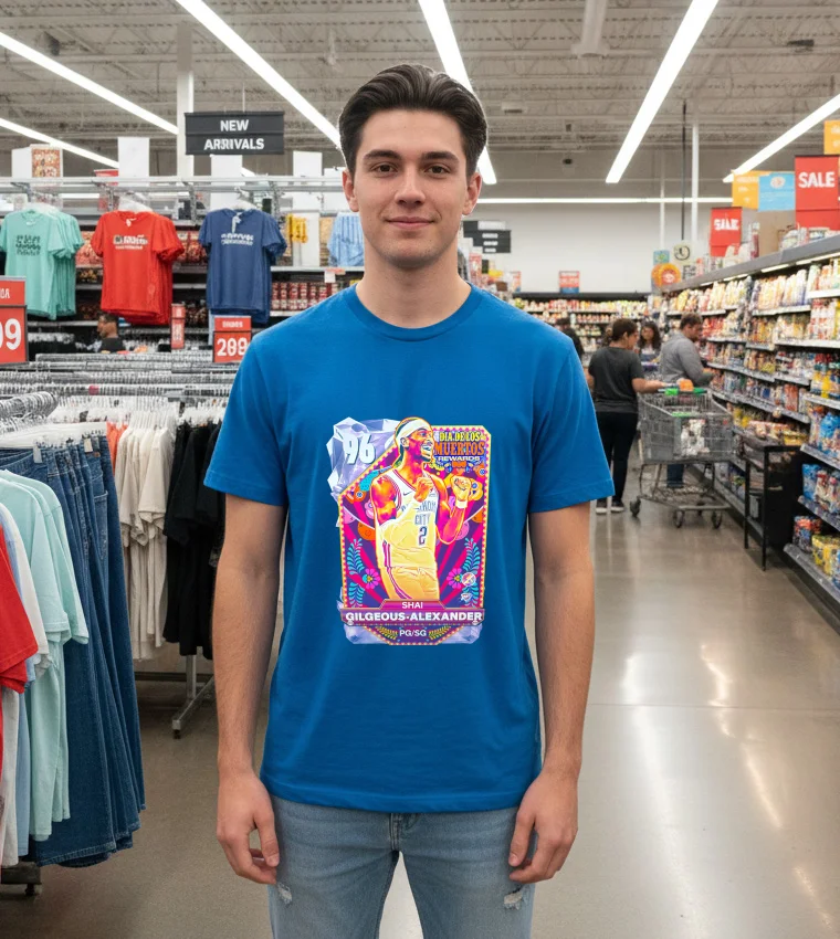 Oklahoma City Thunder Shai Gilgeous Alexander Dia De Los Muertos Rewards - blue-t-shirt Oklahoma City Thunder Shai Gilgeous Alexander Dia De Los Muertos Rewards Blue T Shirt