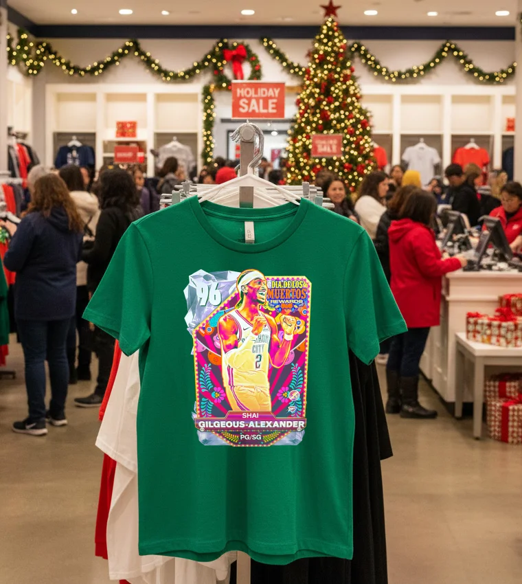 Oklahoma City Thunder Shai Gilgeous Alexander Dia De Los Muertos Rewards - green-t-shirt Oklahoma City Thunder Shai Gilgeous Alexander Dia De Los Muertos Rewards Green T Shirt