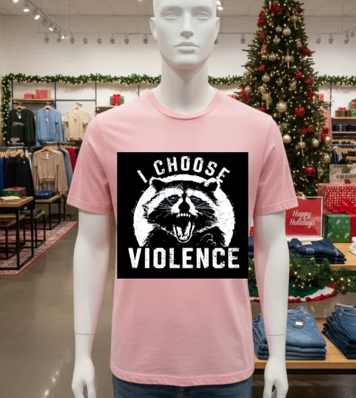 Raccoon I Choose Violence   Pink T Shitr