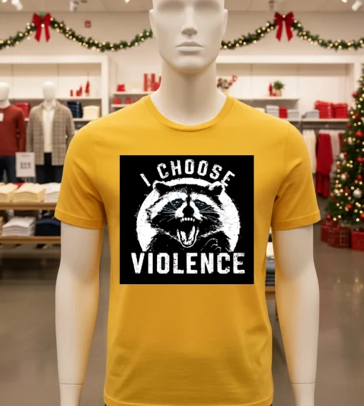 Raccoon I Choose Violence   Yellow T Shirt