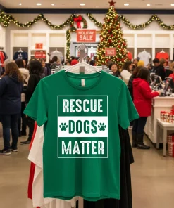 Rescue Dogs Matter Retro Green T Shirt
