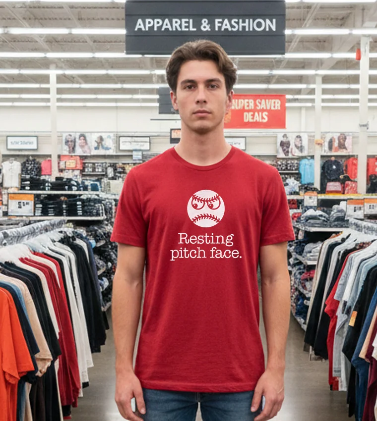 Resting Pitch Face Ball Baseball - red-t-shirt Resting Pitch Face Ball Baseball Red T Shirt