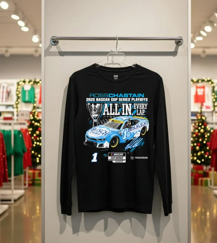 Ross Chastain Checkered Flag Sports 2025 Nascar Cup Series Playoffs Busch Light   Back T Shirt