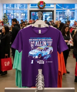 Ross Chastain Checkered Flag Sports 2025 Nascar Cup Series Playoffs Busch Light   Purple T Shirt