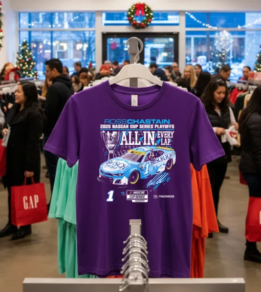 Ross Chastain Checkered Flag Sports 2025 Nascar Cup Series Playoffs Busch Light   Purple T Shirt