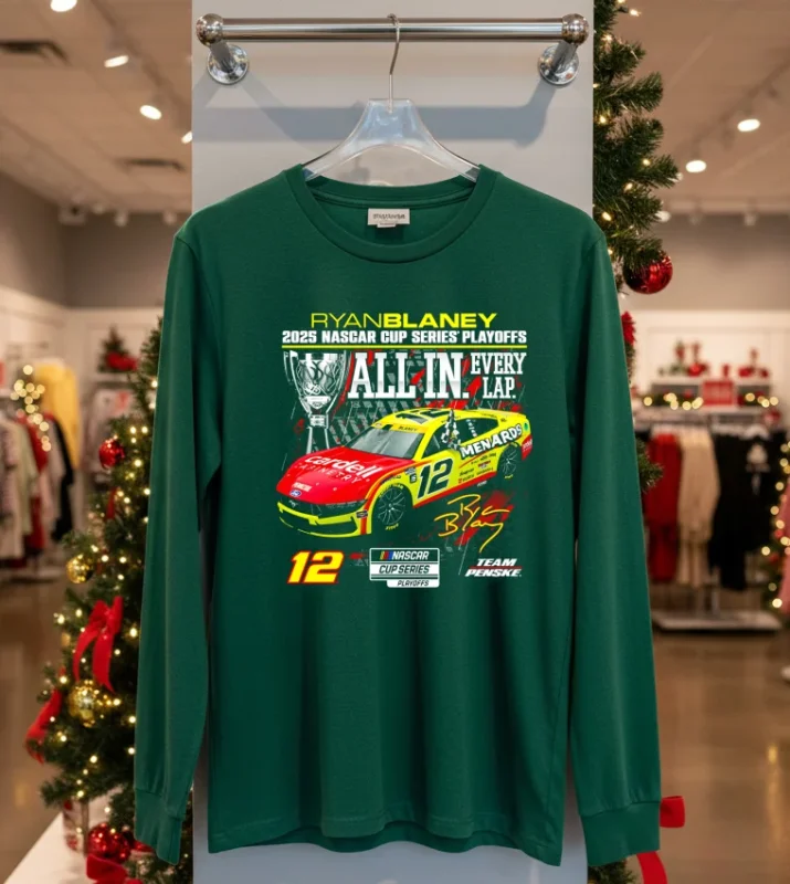 Ryan Blaney Checkered Flag Sports 2025 Nascar Cup Series Playoffs Menards   Green T Shirt