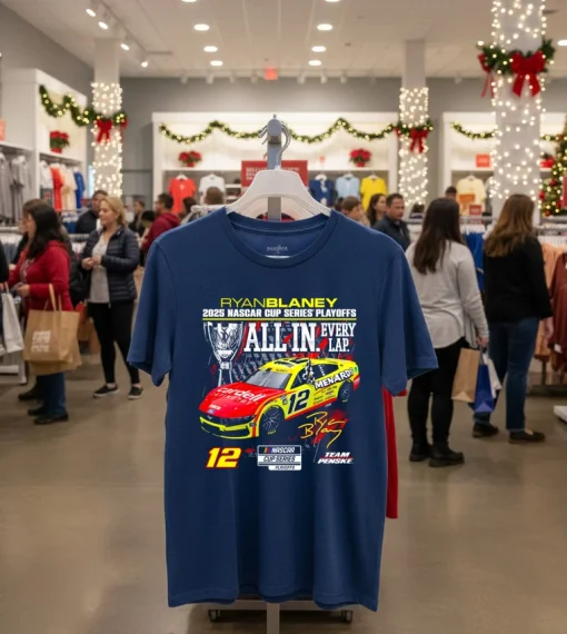 Ryan Blaney Checkered Flag Sports 2025 Nascar Cup Series Playoffs Menards   Navy T Shirt