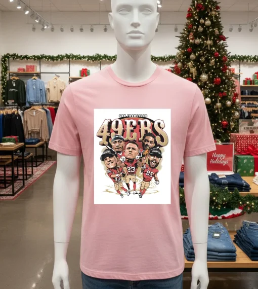 San Francisco 49Ers Big Head Graphic Team Players   Pink T Shitr