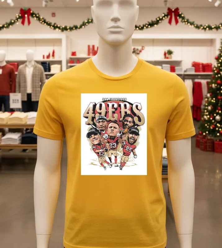 San Francisco 49Ers Big Head Graphic Team Players   Yellow T Shirt