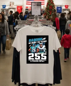 Saquon Barkley We Broke The Record 255 Most Single Game Rushing Yards   White T Shirt