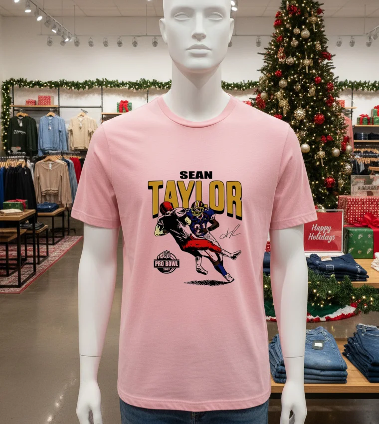 Sean Taylor Commanders Nfl Pro Bowl 2007 Signature T - pink-t-shitr Sean Taylor Commanders Nfl Pro Bowl 2007 Signature T Pink T Shitr