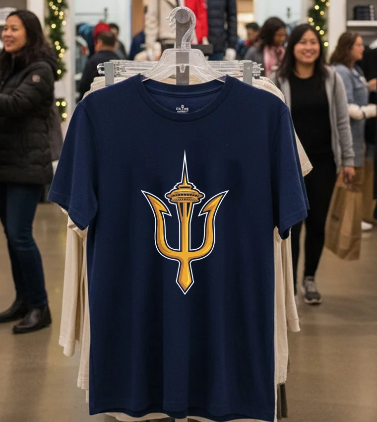 Seattle W Trident Logo - navy-t-shirt Seattle W Trident Logo Navy T Shirt