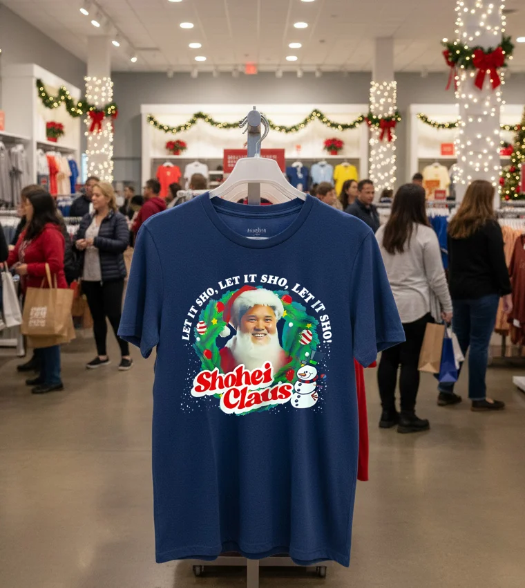 Shohei Ohtani Let It Sho Let It Sho Let It Sho Noel - navy-t-shirt Shohei Ohtani Let It Sho Let It Sho Let It Sho Noel Navy T Shirt