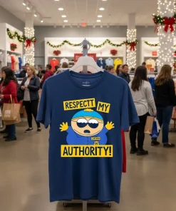 South Park Cartman Respect My Authority   Navy T Shirt