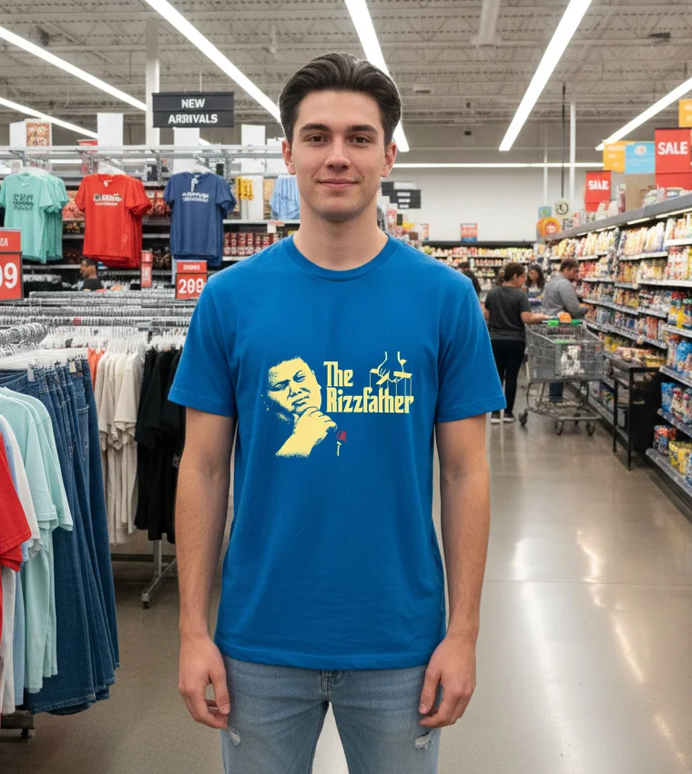 The Rizzfather Rose Retro - blue-t-shirt The Rizzfather Rose Retro Blue T Shirt