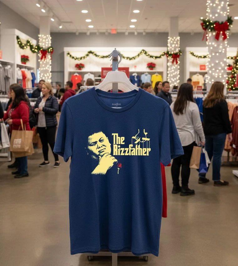 The Rizzfather Rose Retro - navy-t-shirt The Rizzfather Rose Retro Navy T Shirt