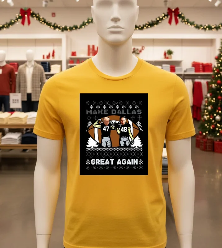 Trump And Elon Musk Make Dallas Great Again Chritmas 2024   Yellow T Shirt