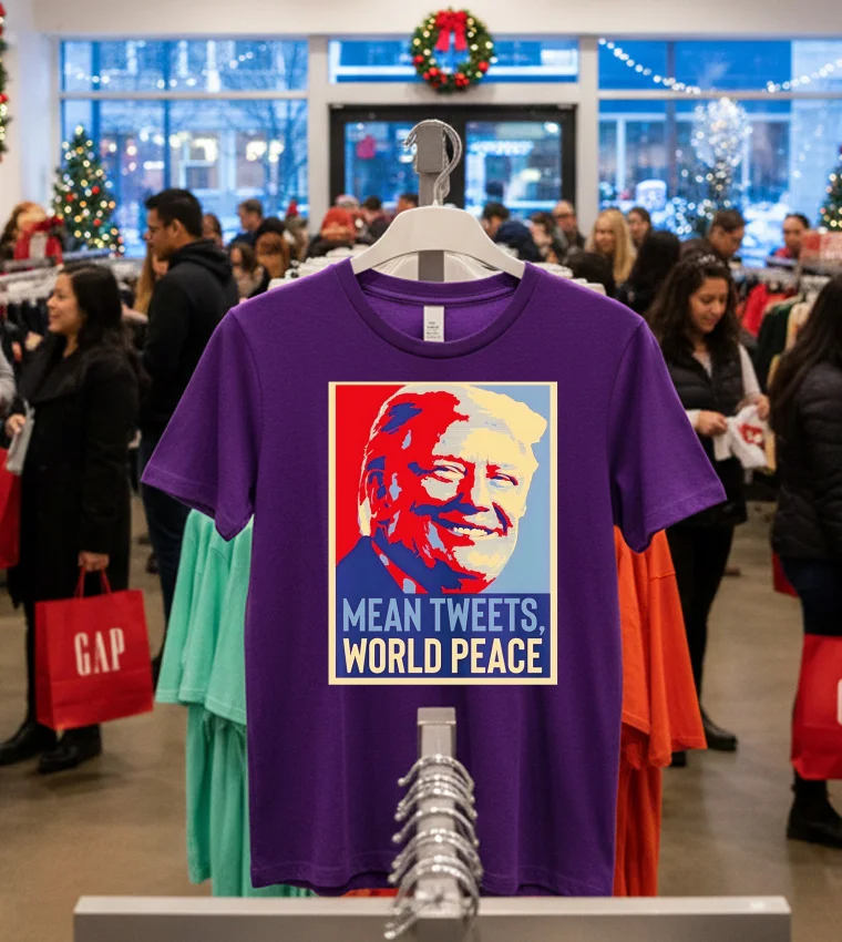 Trump Mean Tweets World Peace New Era - purple-t-shirt Trump Mean Tweets World Peace New Era Purple T Shirt