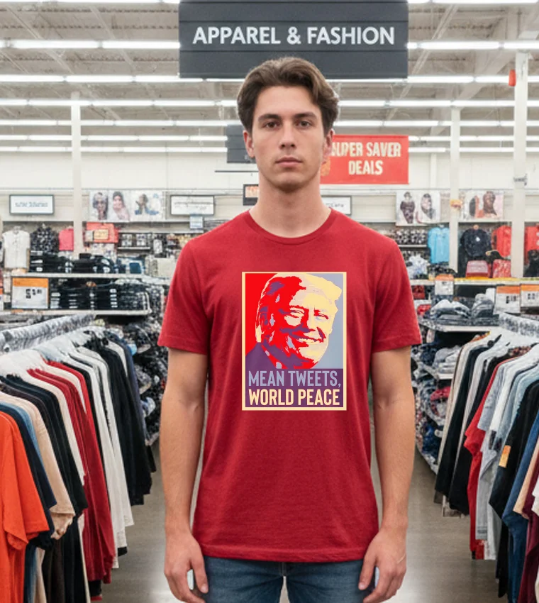 Trump Mean Tweets World Peace New Era - red-t-shirt Trump Mean Tweets World Peace New Era Red T Shirt