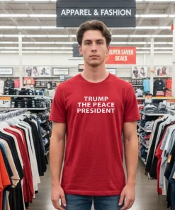 Trump The Peace President Text T   Red T Shirt