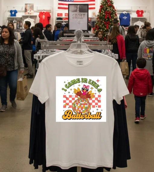 Turkey Disco Ball I Came In Like A Butterball Retro 2024   White T Shirt