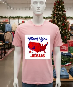 Usa Map Thank You Jesus 2024   Pink T Shitr
