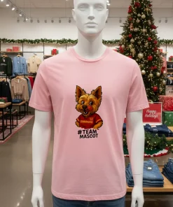Washington Commanders Yorkie Hashtag Team Mascot T   Pink T Shitr